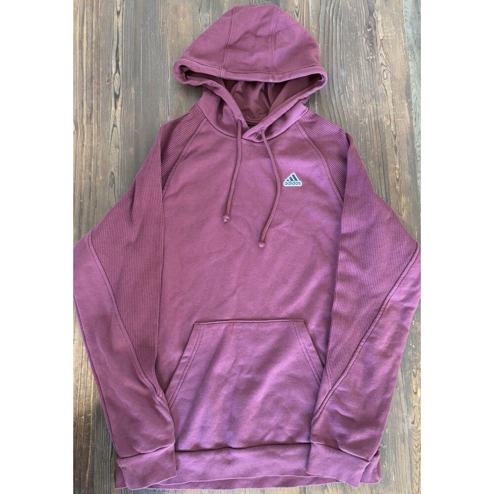 Adidas Men's Sweatshirt Hoodie Maroon Small Preowned